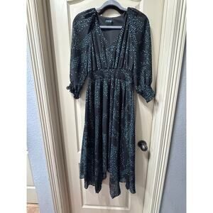 Teal and black mid long sleeve dress size small